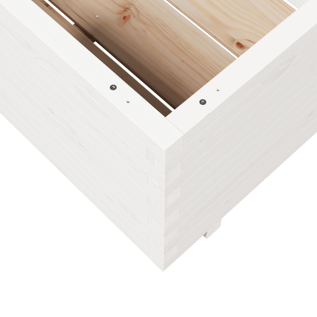 Sodo lovelis, baltas, 70x70x49,5cm, pušies medienos masyvas Sodo lovelis, baltas, 70x70x49,5cm, pušies medienos masyvas - Image 8