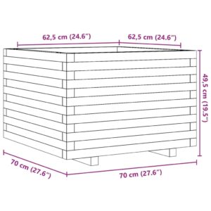 Sodo lovelis, baltas, 70x70x49,5cm, pušies medienos masyvas