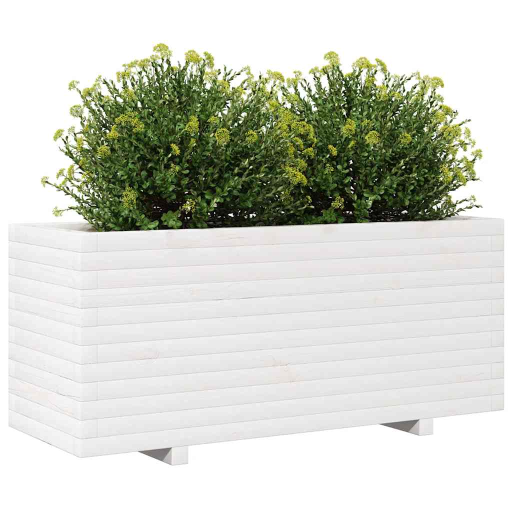 Sodo lovelis, baltas, 110x40x49,5cm, pušies medienos masyvas Sodo lovelis, baltas, 110x40x49,5cm, pušies medienos masyvas - Image 4