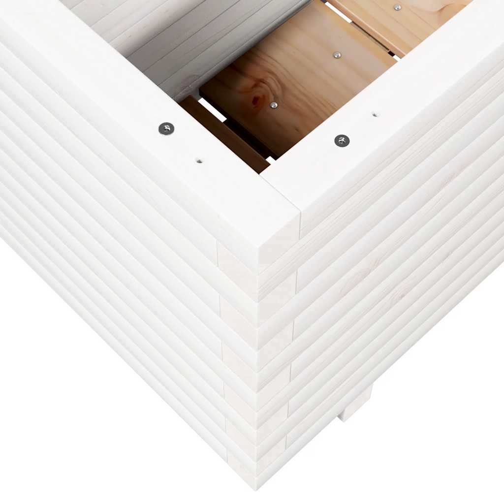 Sodo lovelis, baltas, 110x40x49,5cm, pušies medienos masyvas Sodo lovelis, baltas, 110x40x49,5cm, pušies medienos masyvas - Image 8
