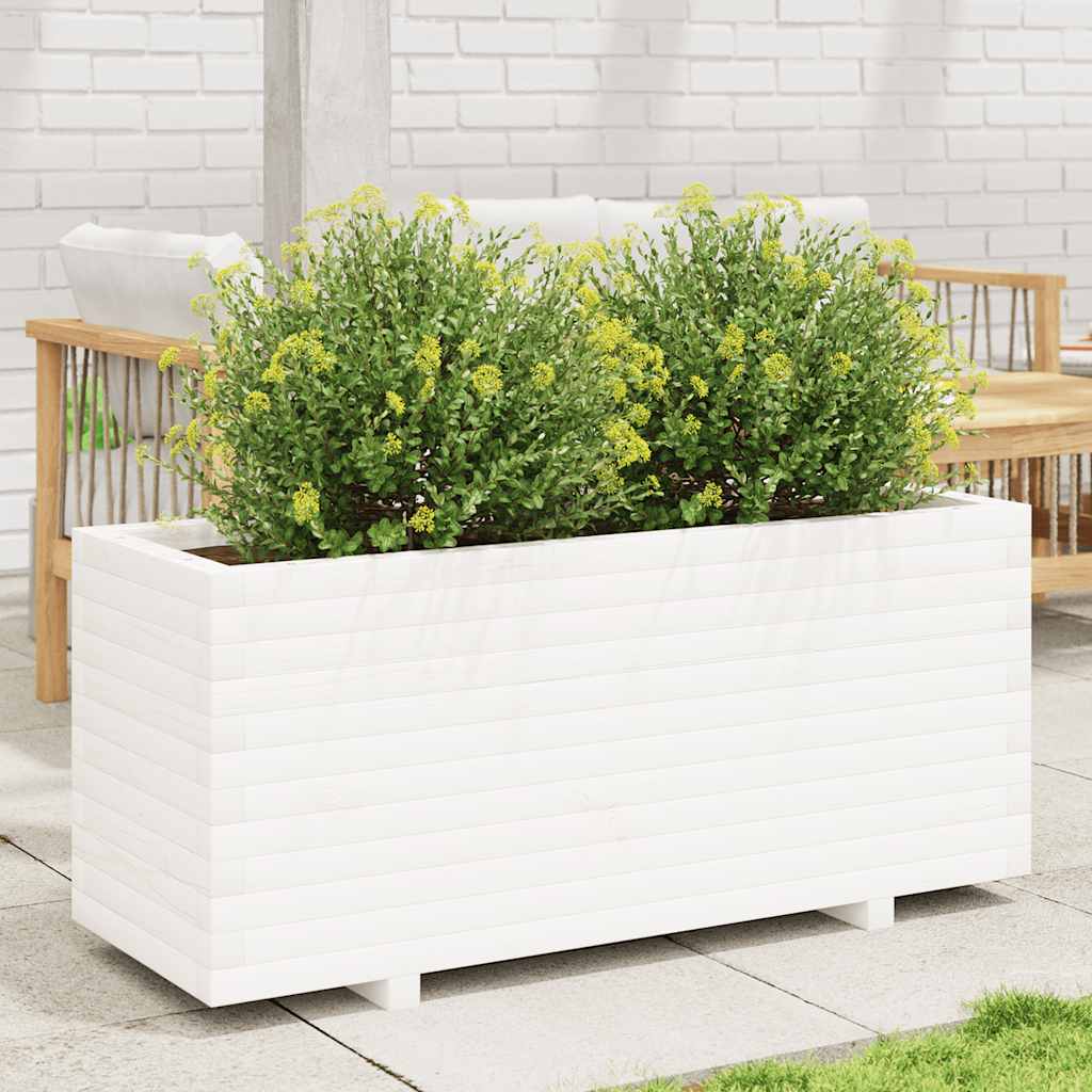 Sodo lovelis, baltas, 110x40x49,5cm, pušies medienos masyvas Sodo lovelis, baltas, 110x40x49,5cm, pušies medienos masyvas - Image 2