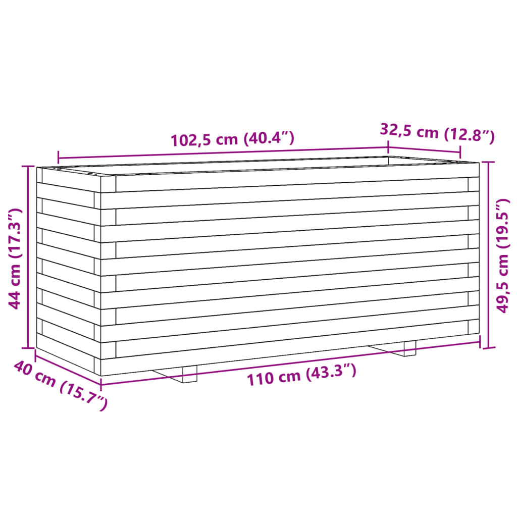 Sodo lovelis, 110x40x49,5cm, impregnuota pušies mediena Sodo lovelis, 110x40x49,5cm, impregnuota pušies mediena