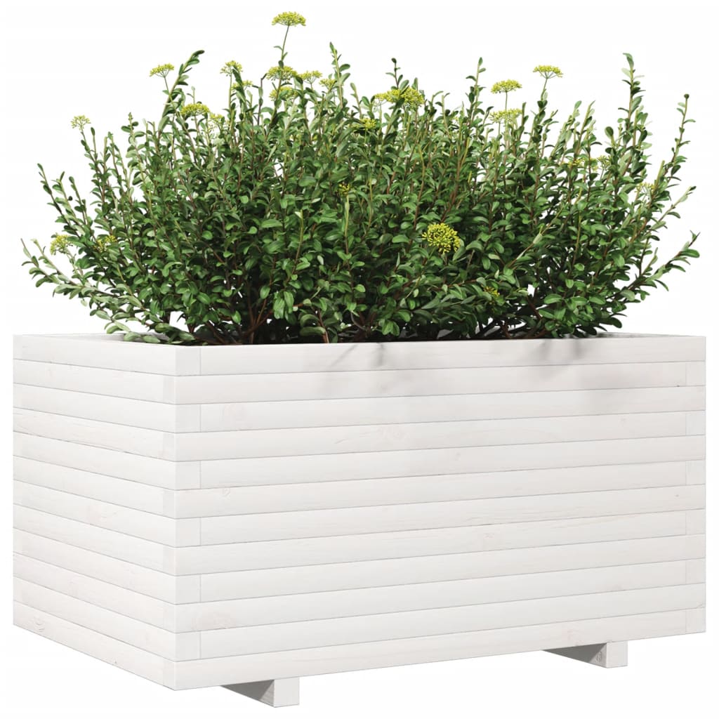 Sodo lovelis, baltas, 90x60x49,5cm, pušies medienos masyvas Sodo lovelis, baltas, 90x60x49,5cm, pušies medienos masyvas - Image 4