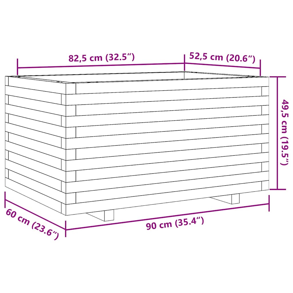 Sodo lovelis, 90x60x49,5cm, impregnuota pušies mediena Sodo lovelis, 90x60x49,5cm, impregnuota pušies mediena
