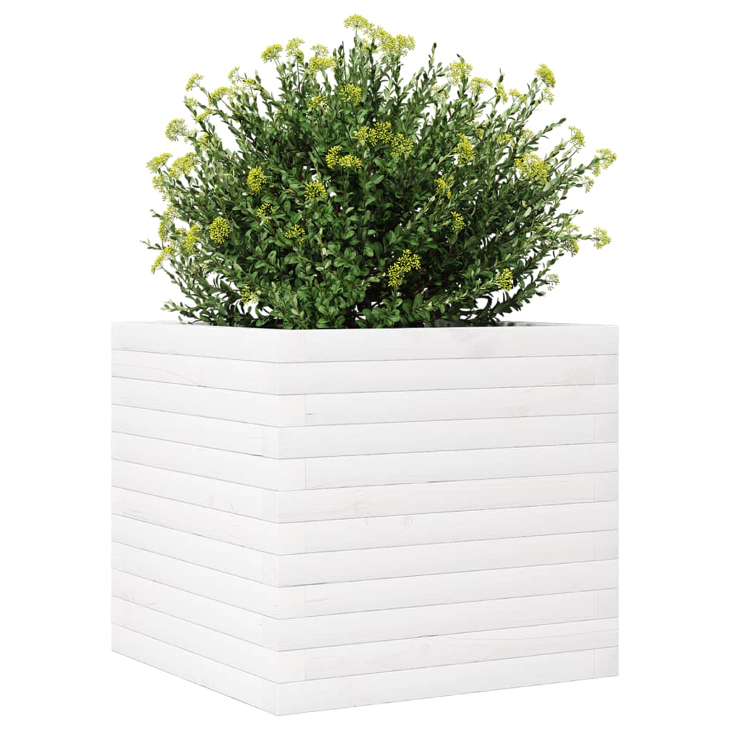 Sodo lovelis, baltas, 50x50x46cm, pušies medienos masyvas Sodo lovelis, baltas, 50x50x46cm, pušies medienos masyvas - Image 4