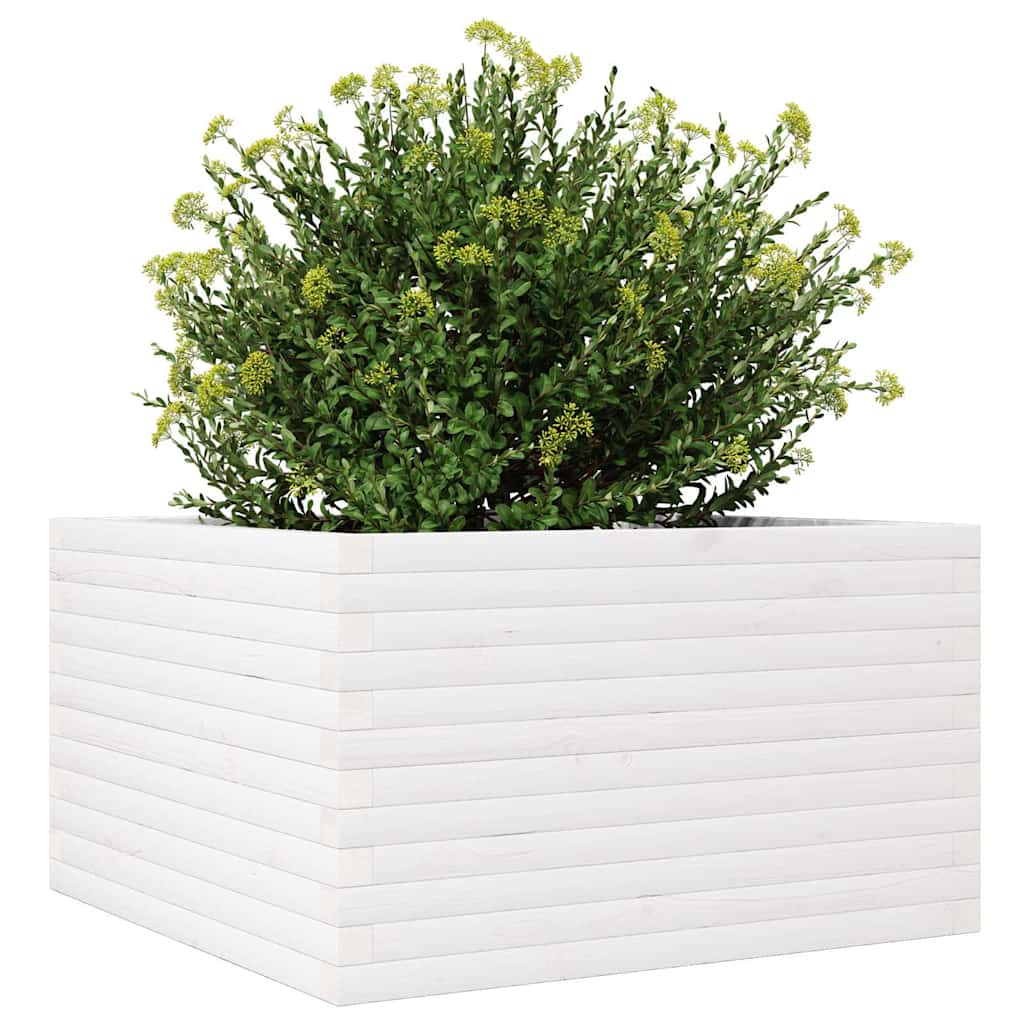 Sodo lovelis, baltas, 80x80x46cm, pušies medienos masyvas Sodo lovelis, baltas, 80x80x46cm, pušies medienos masyvas - Image 4