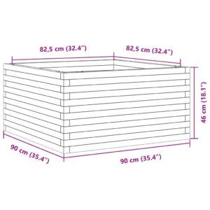 Sodo lovelis, baltas, 90x90x46cm, pušies medienos masyvas