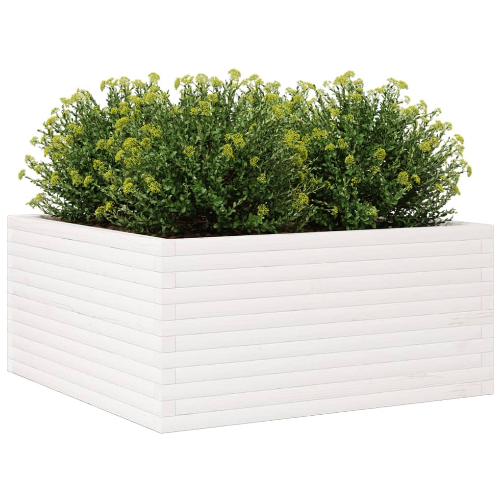 Sodo lovelis, baltas, 100x100x46cm, pušies medienos masyvas Sodo lovelis, baltas, 100x100x46cm, pušies medienos masyvas - Image 4