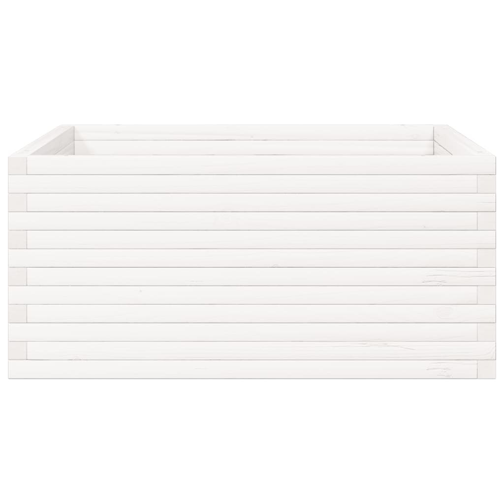 Sodo lovelis, baltas, 100x100x46cm, pušies medienos masyvas Sodo lovelis, baltas, 100x100x46cm, pušies medienos masyvas - Image 5