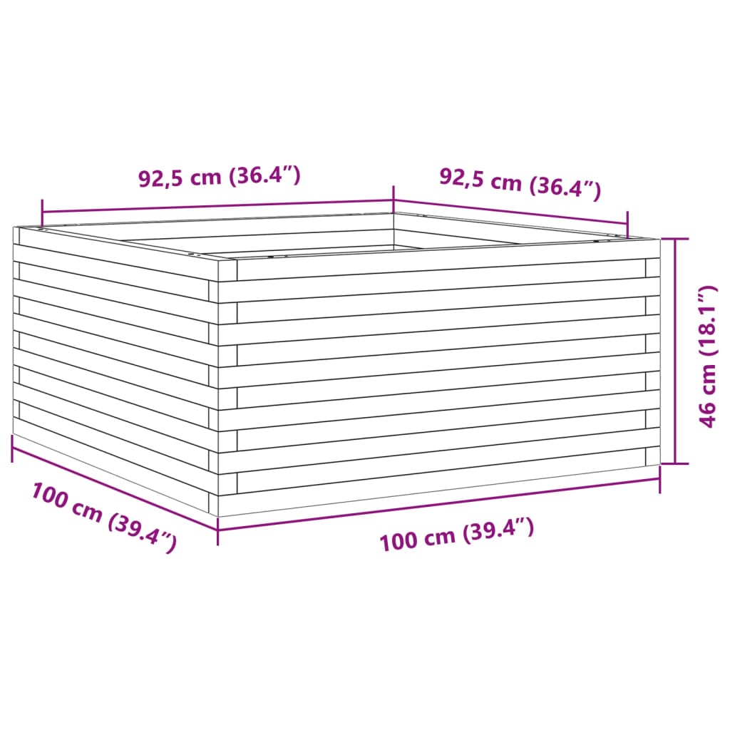 Sodo lovelis, baltas, 100x100x46cm, pušies medienos masyvas Sodo lovelis, baltas, 100x100x46cm, pušies medienos masyvas