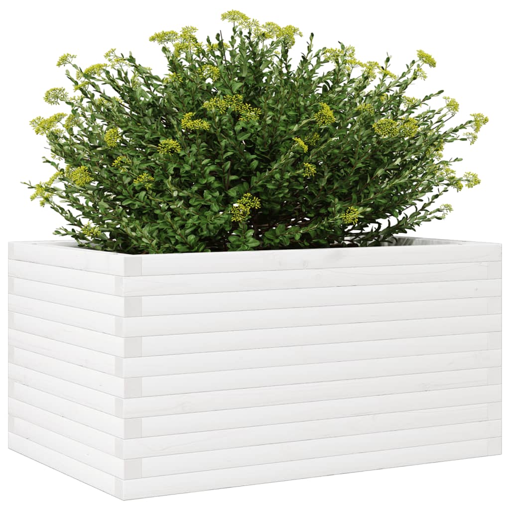 Sodo lovelis, baltas, 90x60x46cm, pušies medienos masyvas Sodo lovelis, baltas, 90x60x46cm, pušies medienos masyvas - Image 4
