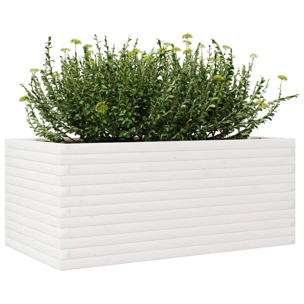 Sodo lovelis, baltas, 110x60x46cm, pušies medienos masyvas Sodo lovelis, baltas, 110x60x46cm, pušies medienos masyvas - Image 4