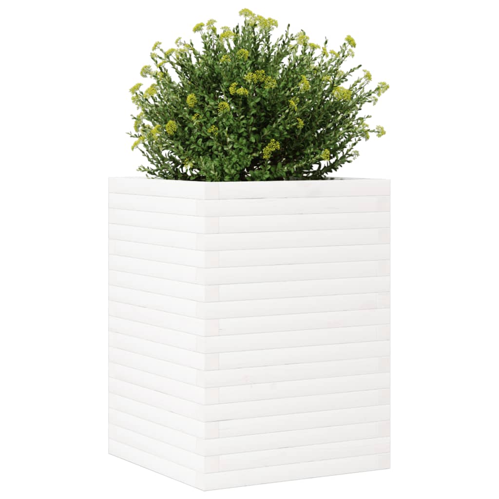 Sodo lovelis, baltas, 50x50x68,5cm, pušies medienos masyvas Sodo lovelis, baltas, 50x50x68,5cm, pušies medienos masyvas - Image 4