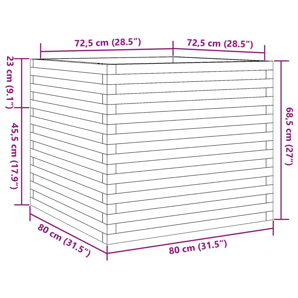 Sodo lovelis, baltas, 80x80x68,5cm, pušies medienos masyvas Sodo lovelis, baltas, 80x80x68,5cm, pušies medienos masyvas