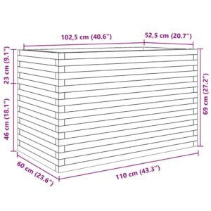 Sodo lovelis, baltas, 110x60x68,5cm, pušies medienos masyvas