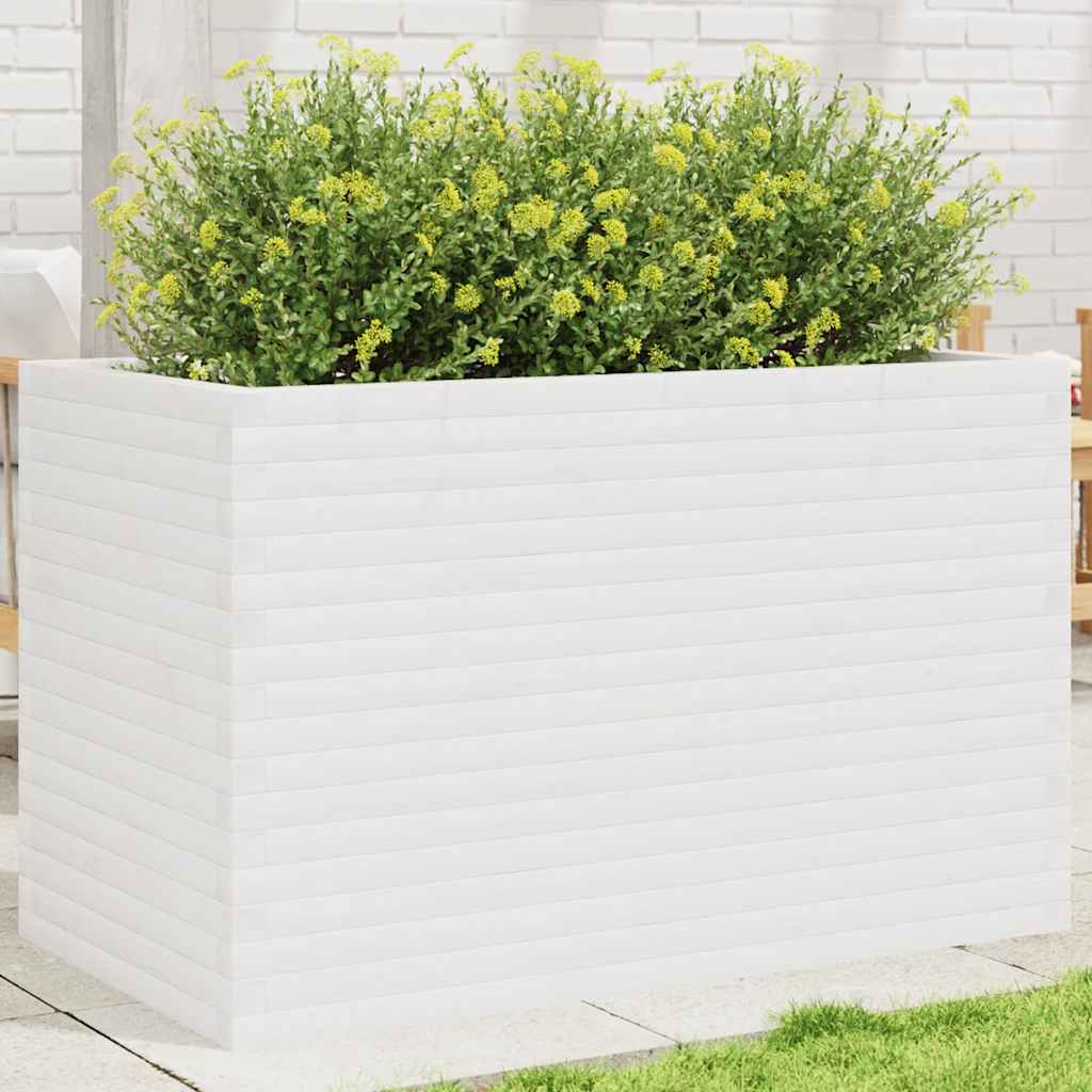 Sodo lovelis, baltas, 110x60x68,5cm, pušies medienos masyvas Sodo lovelis, baltas, 110x60x68,5cm, pušies medienos masyvas - Image 2