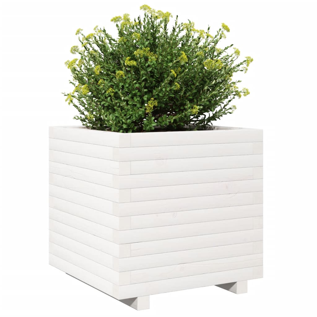 Sodo lovelis, baltas, 50x50x49,5cm, pušies medienos masyvas Sodo lovelis, baltas, 50x50x49,5cm, pušies medienos masyvas - Image 4