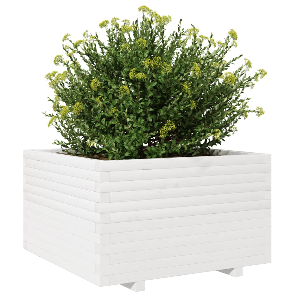 Sodo lovelis, baltas, 80x80x49,5cm, pušies medienos masyvas Sodo lovelis, baltas, 80x80x49,5cm, pušies medienos masyvas - Image 4