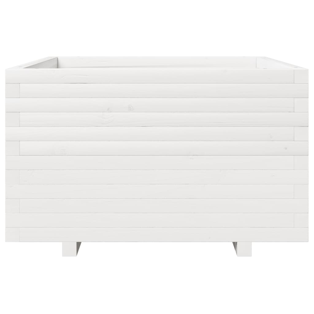 Sodo lovelis, baltas, 80x80x49,5cm, pušies medienos masyvas Sodo lovelis, baltas, 80x80x49,5cm, pušies medienos masyvas - Image 5