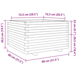 Sodo lovelis, baltas, 80x80x49,5cm, pušies medienos masyvas