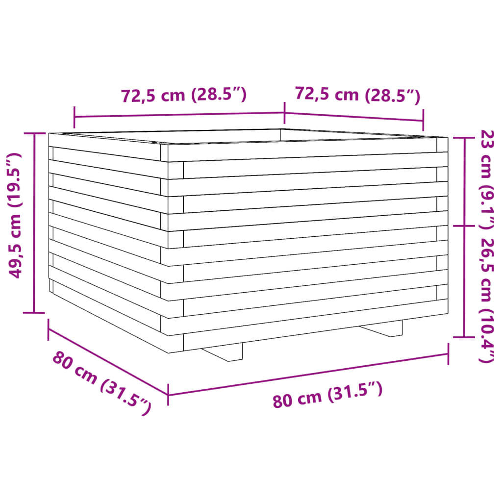 Sodo lovelis, baltas, 80x80x49,5cm, pušies medienos masyvas Sodo lovelis, baltas, 80x80x49,5cm, pušies medienos masyvas