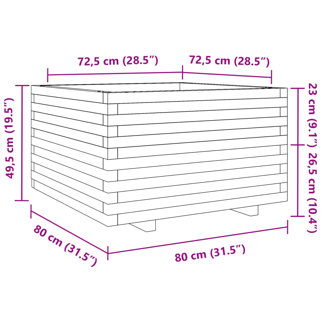 Sodo lovelis, 80x80x49,5cm, impregnuota pušies mediena Sodo lovelis, 80x80x49,5cm, impregnuota pušies mediena