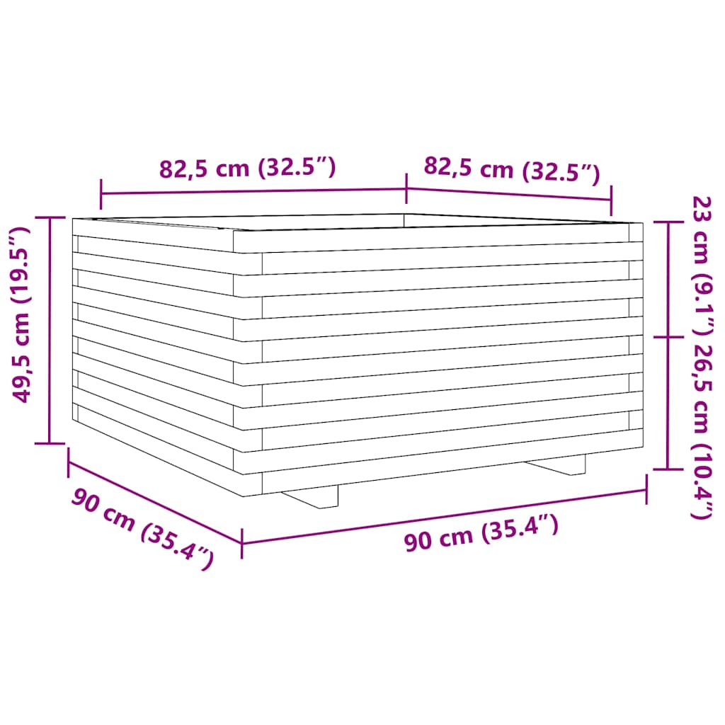 Sodo lovelis, 90x90x49,5cm, pušies medienos masyvas Sodo lovelis, 90x90x49,5cm, pušies medienos masyvas
