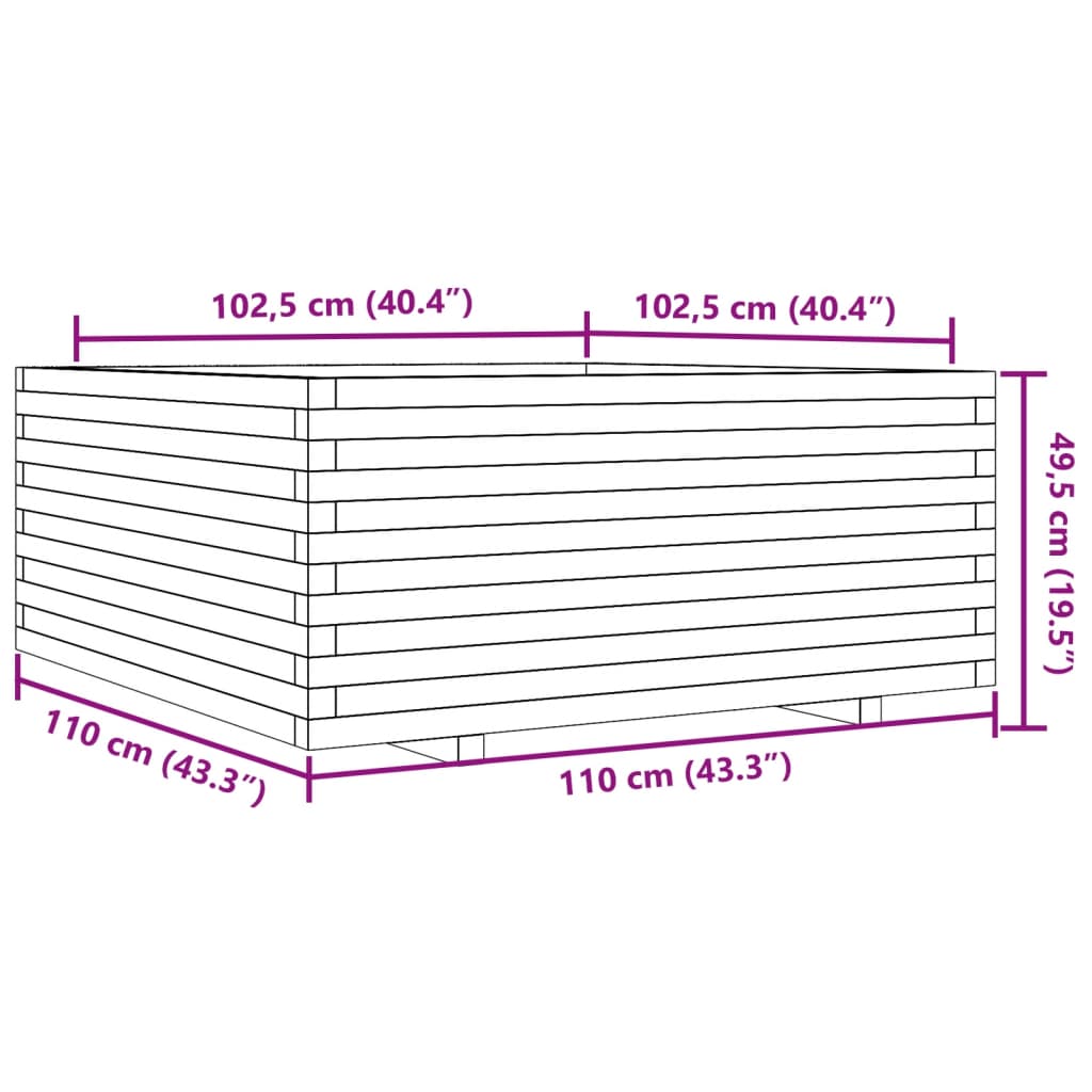 Sodo lovelis, 110x110x49,5cm, pušies medienos masyvas Sodo lovelis, 110x110x49,5cm, pušies medienos masyvas