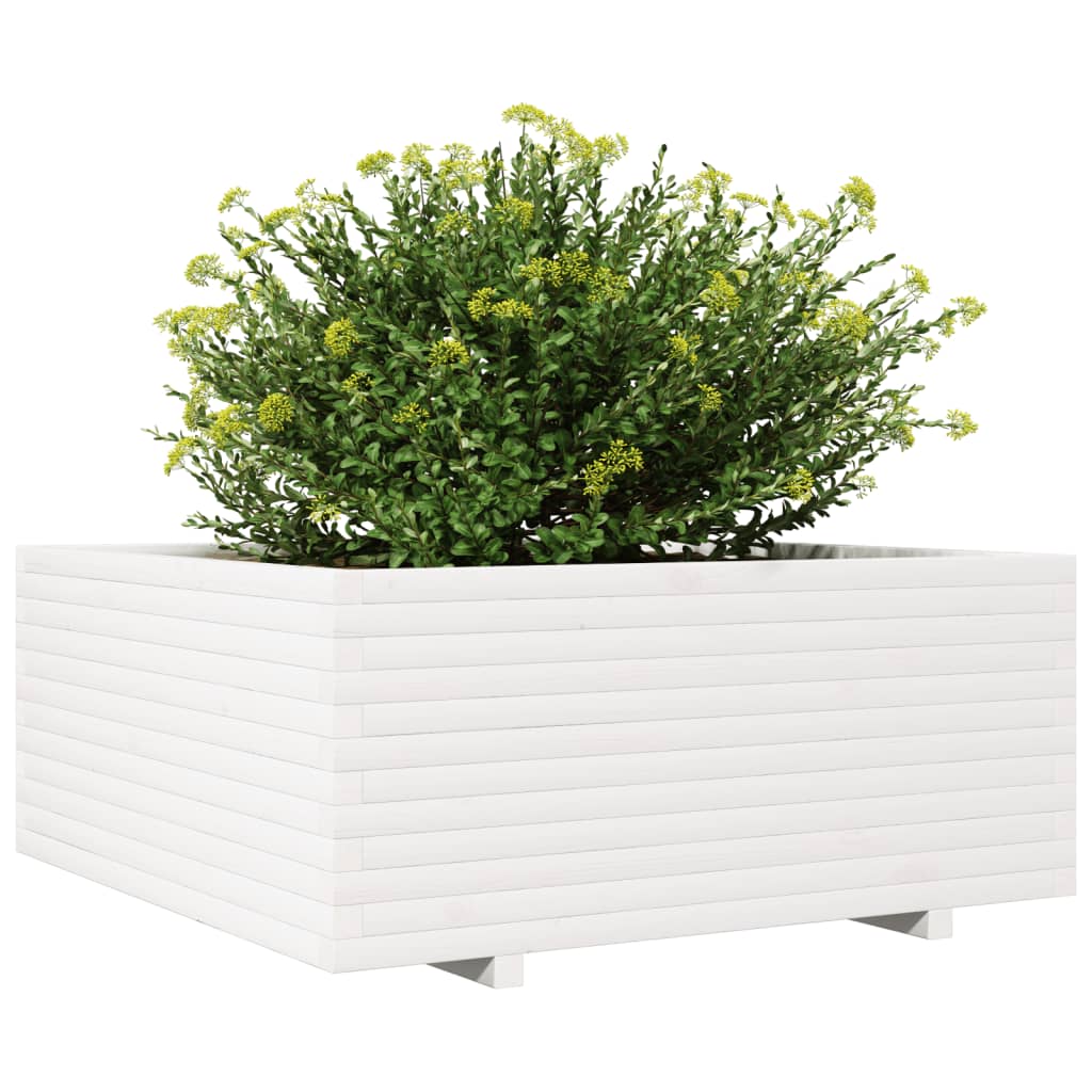 Sodo lovelis, baltas, 110x110x49,5cm, pušies medienos masyvas Sodo lovelis, baltas, 110x110x49,5cm, pušies medienos masyvas - Image 4