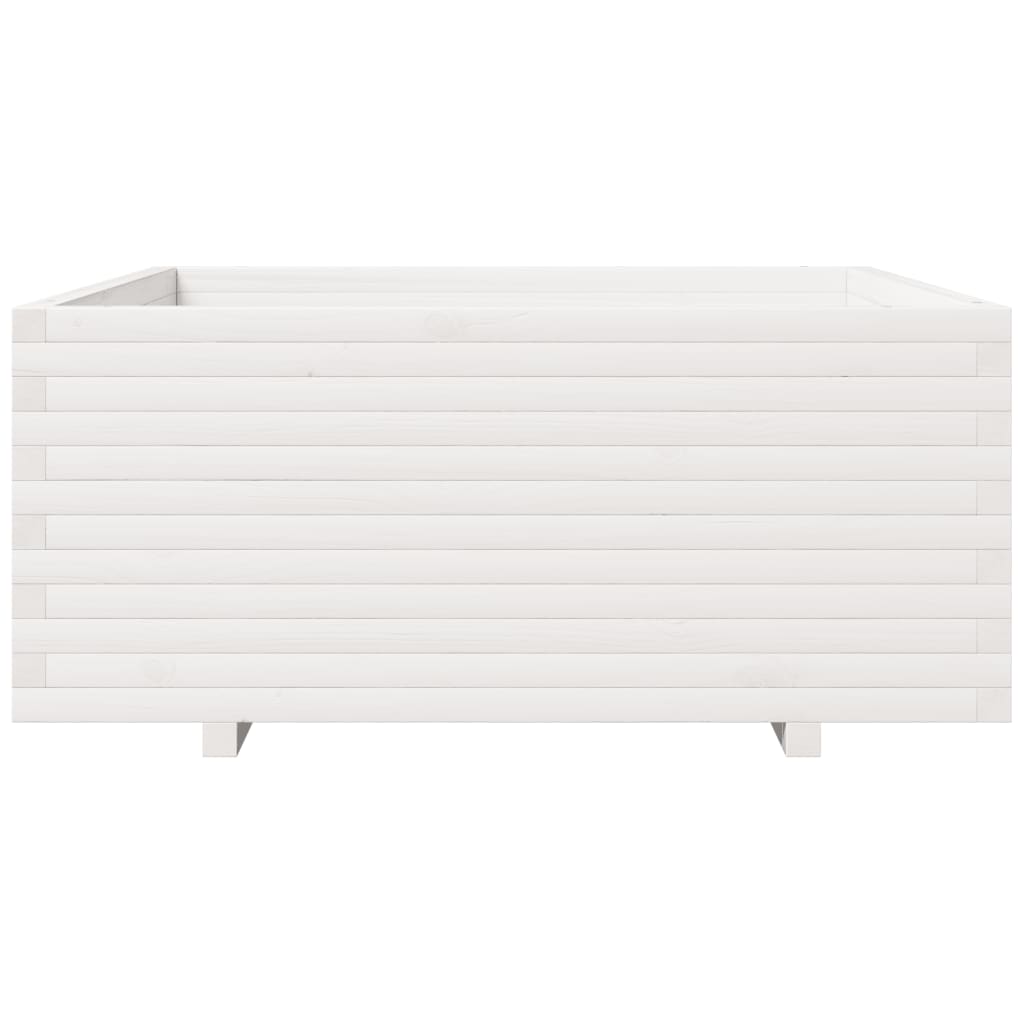 Sodo lovelis, baltas, 110x110x49,5cm, pušies medienos masyvas Sodo lovelis, baltas, 110x110x49,5cm, pušies medienos masyvas - Image 5