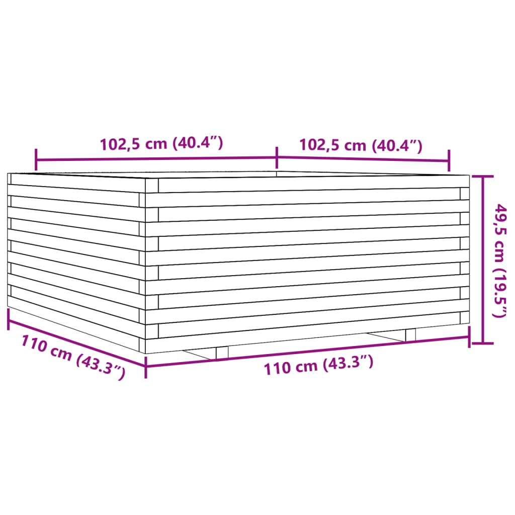 Sodo lovelis, baltas, 110x110x49,5cm, pušies medienos masyvas Sodo lovelis, baltas, 110x110x49,5cm, pušies medienos masyvas