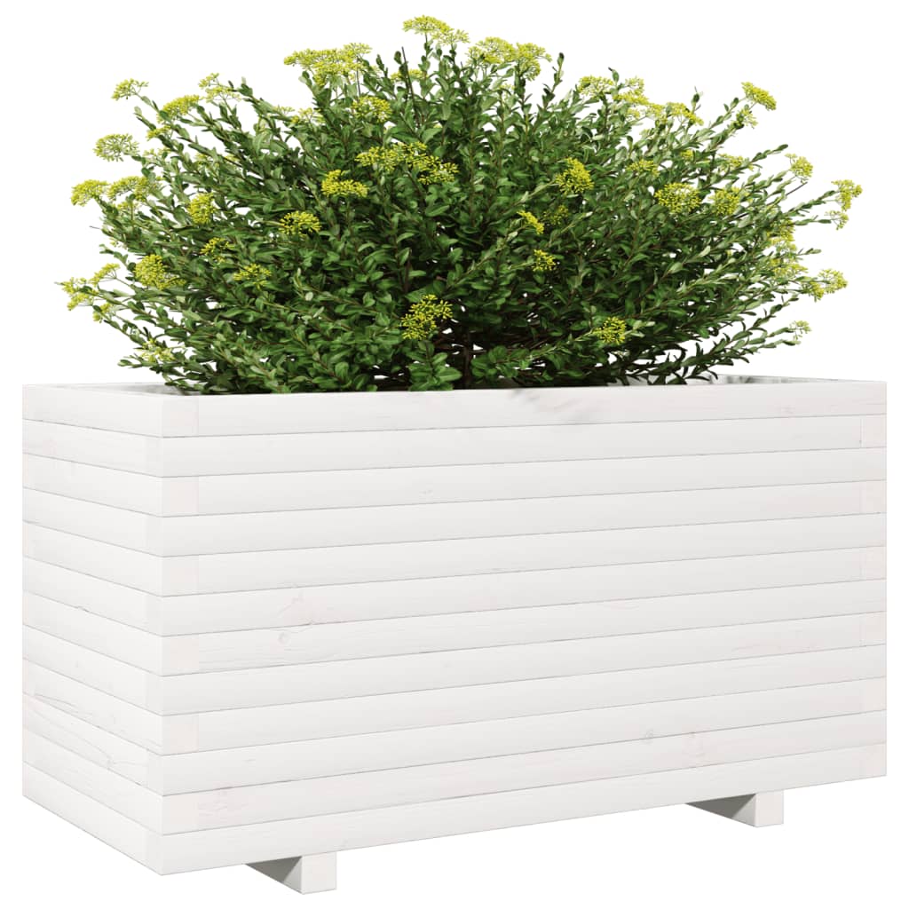 Sodo lovelis, baltas, 90x40x49,5cm, pušies medienos masyvas Sodo lovelis, baltas, 90x40x49,5cm, pušies medienos masyvas - Image 4