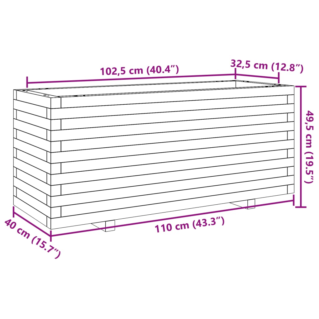 Sodo lovelis, 110x40x49,5cm, douglas eglės medienos masyvas Sodo lovelis, 110x40x49,5cm, douglas eglės medienos masyvas