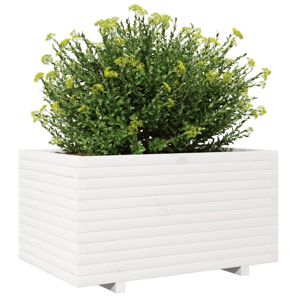 Sodo lovelis, baltas, 90x60x49,5cm, pušies medienos masyvas Sodo lovelis, baltas, 90x60x49,5cm, pušies medienos masyvas - Image 4