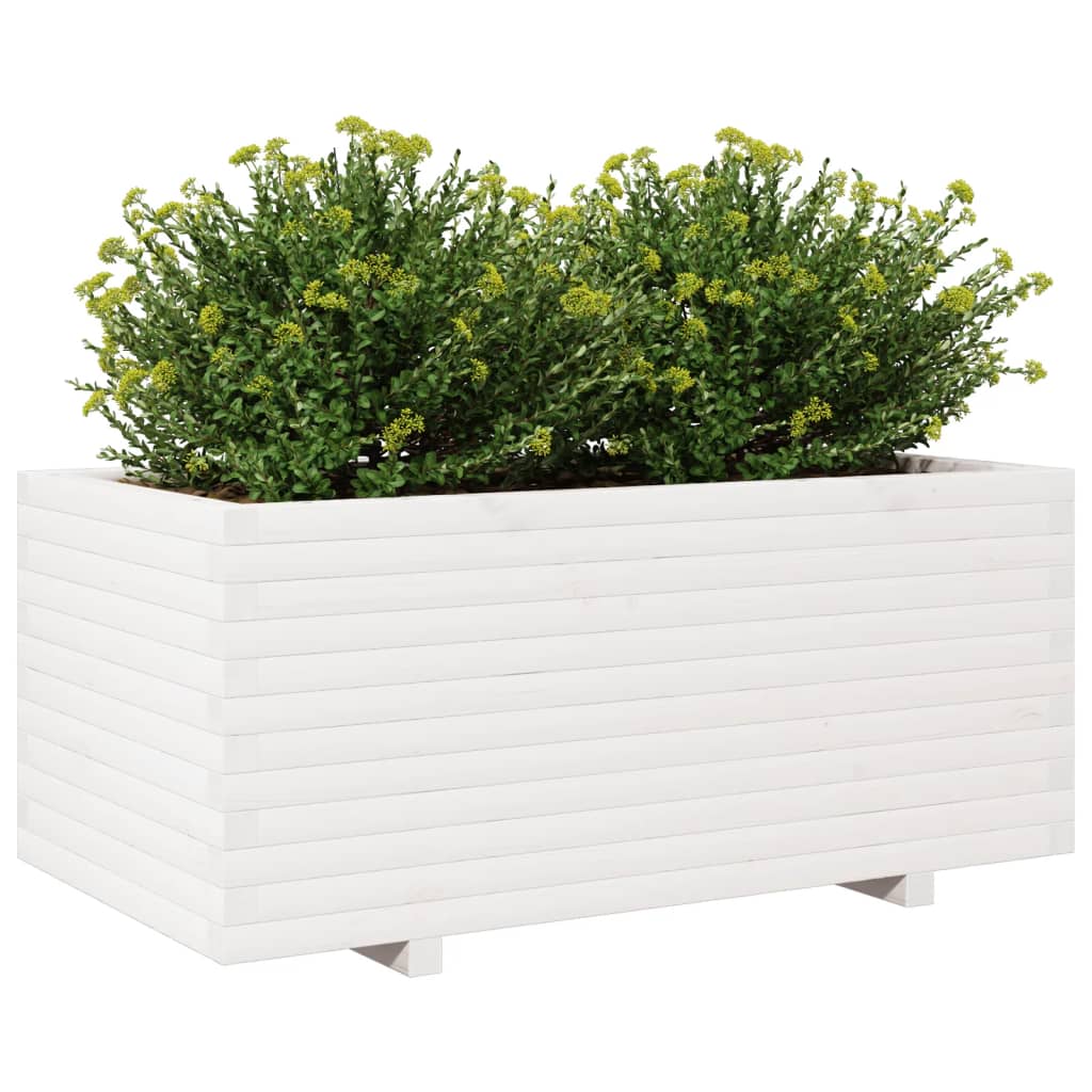 Sodo lovelis, baltas, 110x60x49,5cm, pušies medienos masyvas Sodo lovelis, baltas, 110x60x49,5cm, pušies medienos masyvas - Image 4