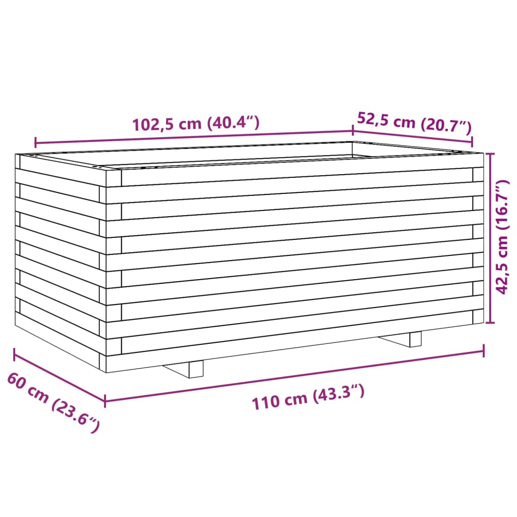 Sodo lovelis, 110x60x49,5cm, impregnuota pušies mediena Sodo lovelis, 110x60x49,5cm, impregnuota pušies mediena