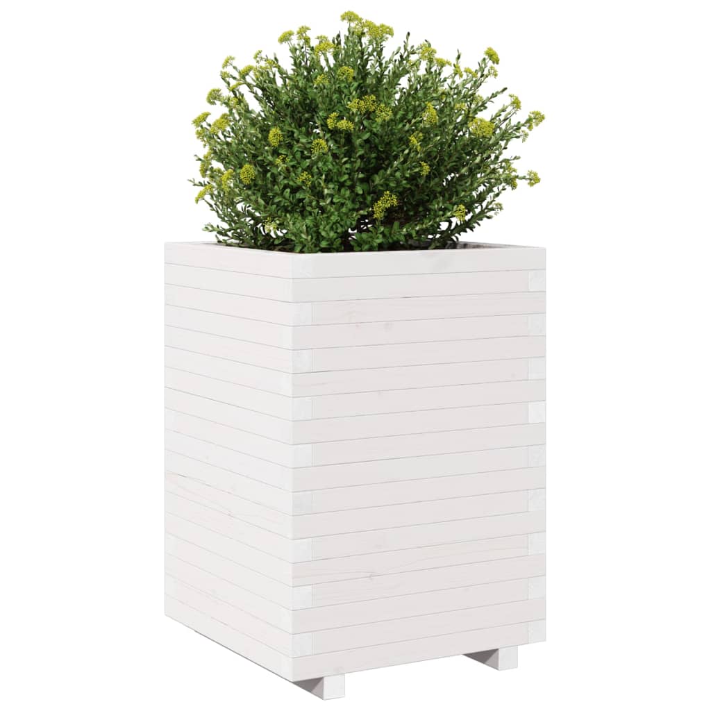 Sodo lovelis, baltas, 50x50x72,5cm, pušies medienos masyvas Sodo lovelis, baltas, 50x50x72,5cm, pušies medienos masyvas - Image 4