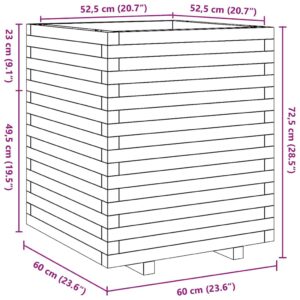 Sodo lovelis, baltas, 60x60x72,5cm, pušies medienos masyvas