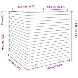 Sodo lovelis, baltas, 70x70x72,5cm, pušies medienos masyvas