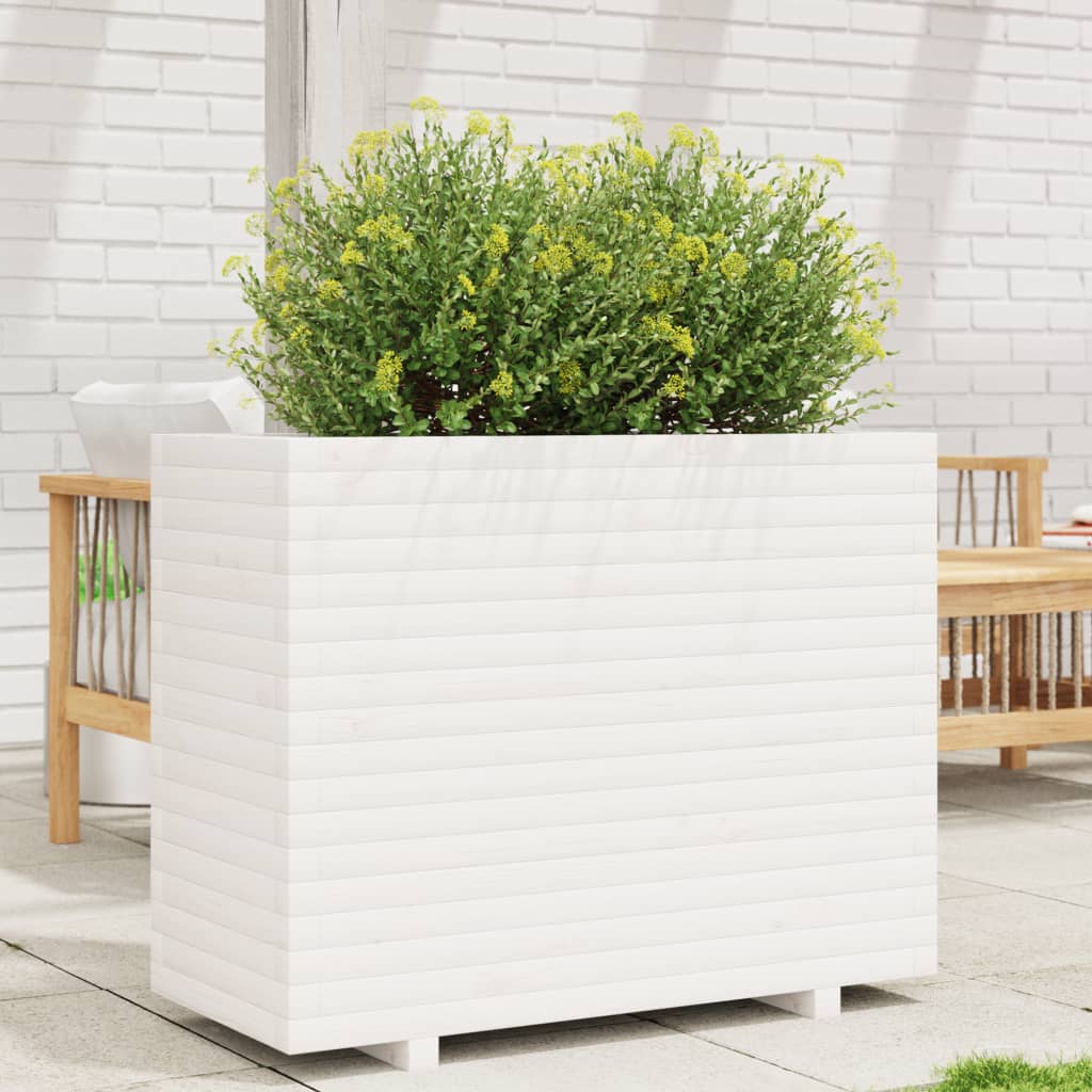 Sodo lovelis, baltas, 90x40x72,5cm, pušies medienos masyvas Sodo lovelis, baltas, 90x40x72,5cm, pušies medienos masyvas - Image 3