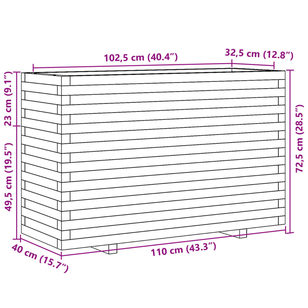 Sodo lovelis, 110x40x72,5cm, pušies medienos masyvas Sodo lovelis, 110x40x72,5cm, pušies medienos masyvas