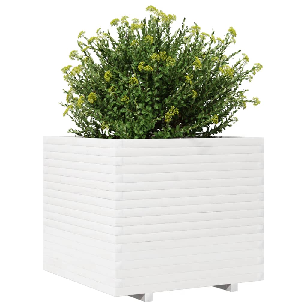 Sodo lovelis, baltas, 80x80x72cm, pušies medienos masyvas Sodo lovelis, baltas, 80x80x72cm, pušies medienos masyvas - Image 4