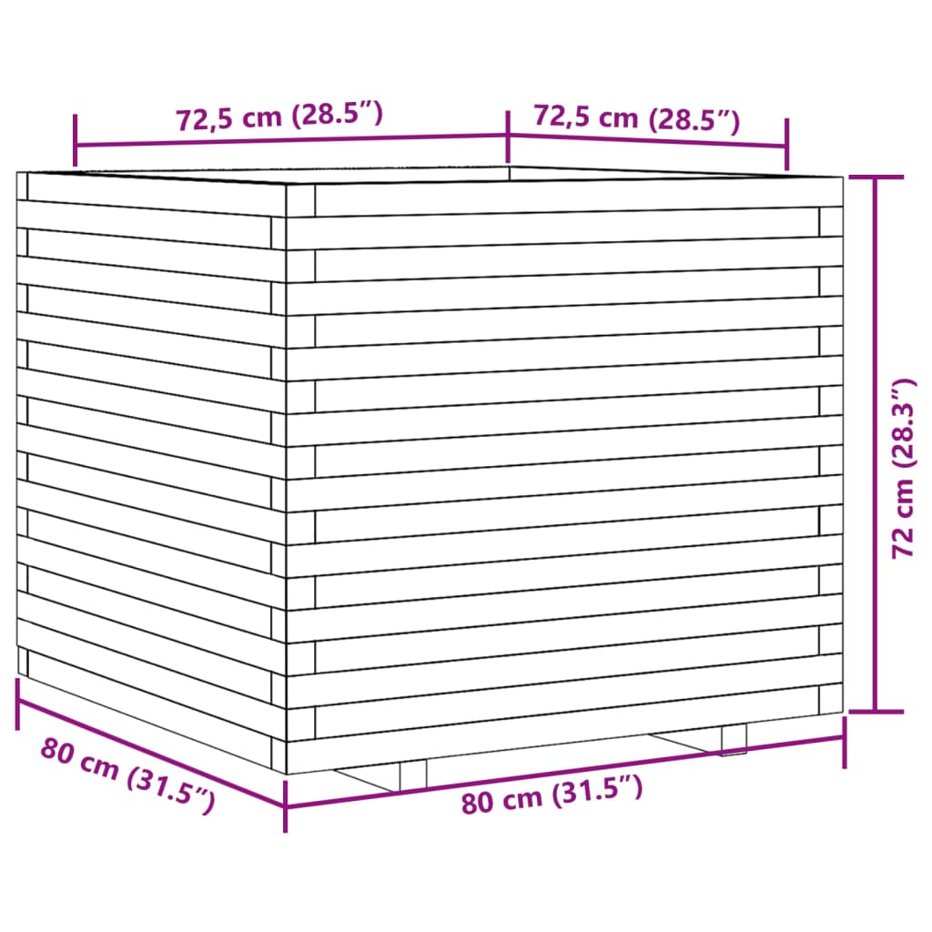Sodo lovelis, baltas, 80x80x72cm, pušies medienos masyvas Sodo lovelis, baltas, 80x80x72cm, pušies medienos masyvas