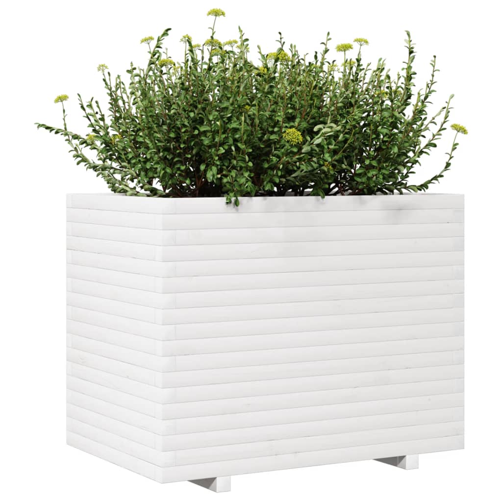 Sodo lovelis, baltas, 90x60x72cm, pušies medienos masyvas Sodo lovelis, baltas, 90x60x72cm, pušies medienos masyvas - Image 4