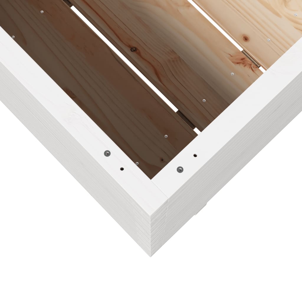 Sodo lovelis, baltas, 90x60x72cm, pušies medienos masyvas Sodo lovelis, baltas, 90x60x72cm, pušies medienos masyvas - Image 8