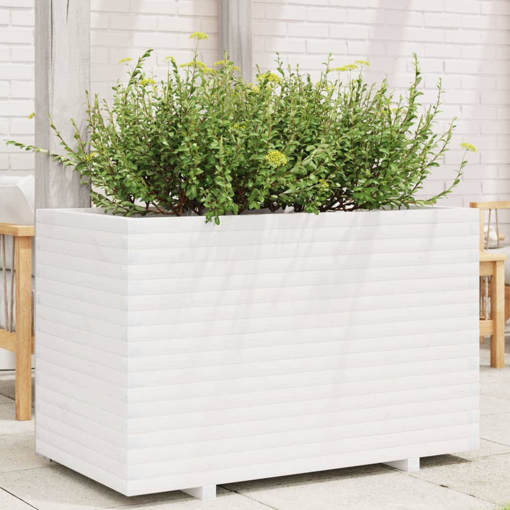 Sodo lovelis, baltas, 110x60x72cm, pušies medienos masyvas Sodo lovelis, baltas, 110x60x72cm, pušies medienos masyvas - Image 2