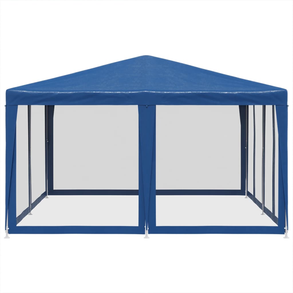 Proginė palapinė su 8 tinklinėmis sienomis, mėlyna, 4x4m, HDPE Proginė palapinė su 8 tinklinėmis sienomis, mėlyna, 4x4m, HDPE - Image 4
