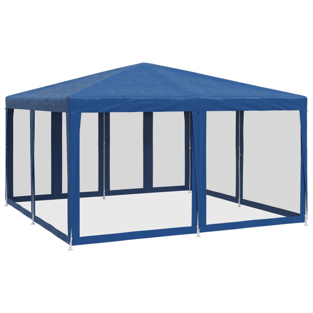 Proginė palapinė su 8 tinklinėmis sienomis, mėlyna, 4x4m, HDPE Proginė palapinė su 8 tinklinėmis sienomis, mėlyna, 4x4m, HDPE - Image 5