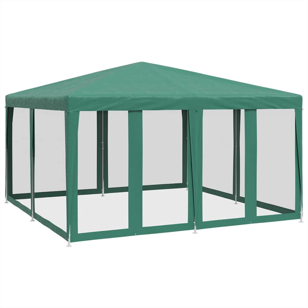 Proginė palapinė su 8 tinklinėmis sienomis, žalia, 4x4m, HDPE Proginė palapinė su 8 tinklinėmis sienomis, žalia, 4x4m, HDPE - Image 5