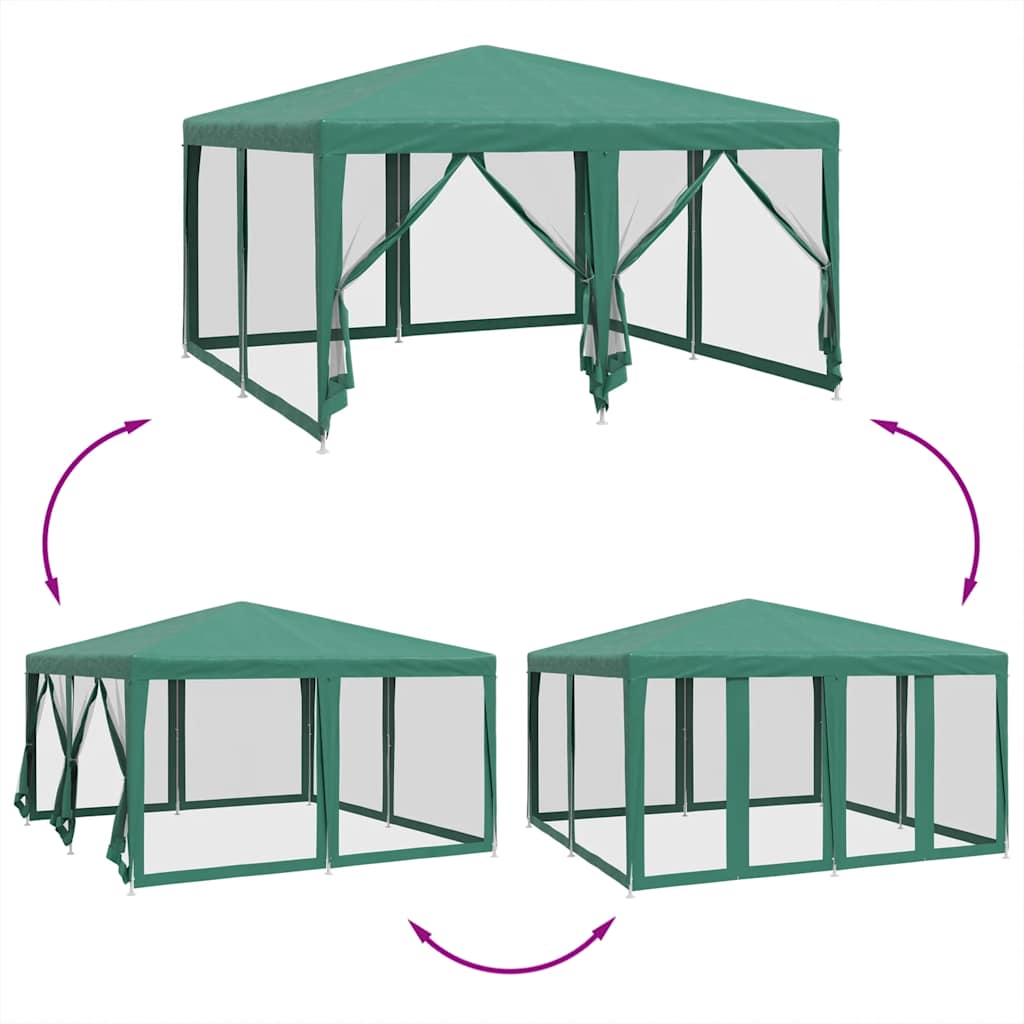 Proginė palapinė su 8 tinklinėmis sienomis, žalia, 4x4m, HDPE Proginė palapinė su 8 tinklinėmis sienomis, žalia, 4x4m, HDPE - Image 6